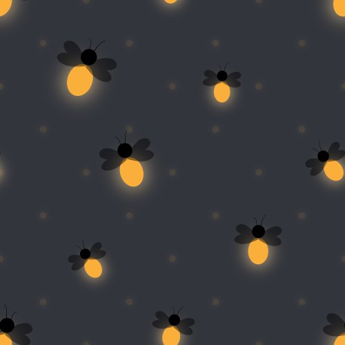 scattered lightning bugs on a blue background