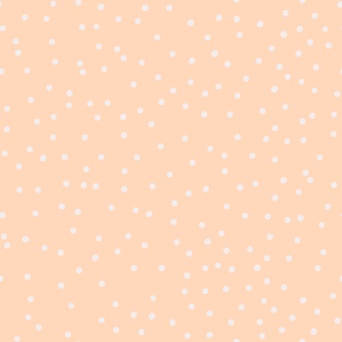 a light peach background with white scattered random polka dots