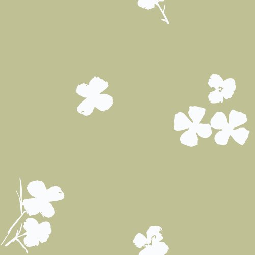 green and white floral silhouette