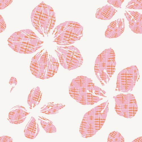 hand painted cherry blossoms with pattered leaves. great colors and texture to give unique flowers.