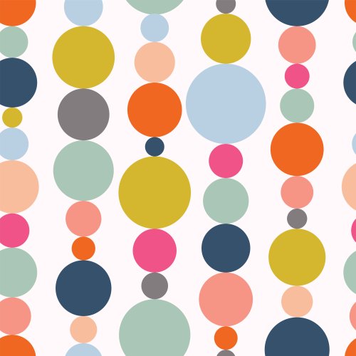 columns of multi-colored, circles in various sizes