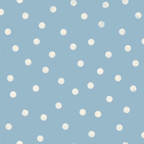 A timeless micro polka dot coordinate featuring warm cream dots scattered across an muted light blue ground. The dots have a subtle block print texture.