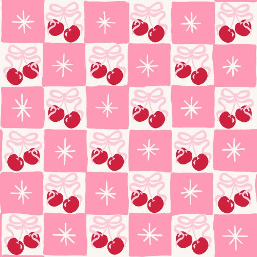 valentine's day checkers with stars and cherries