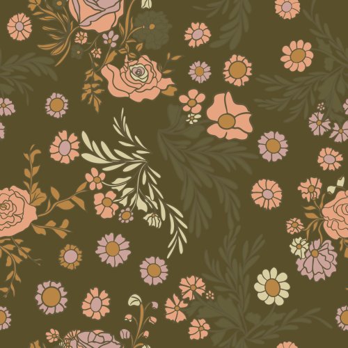 Floral Bouquets with Vintage Retro Flowers