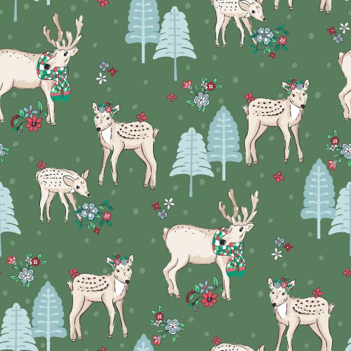 Christmas Wonderland Forest Reindeer and christmas trees