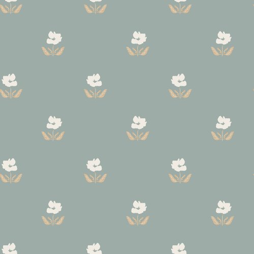 A simple block floral print on blue