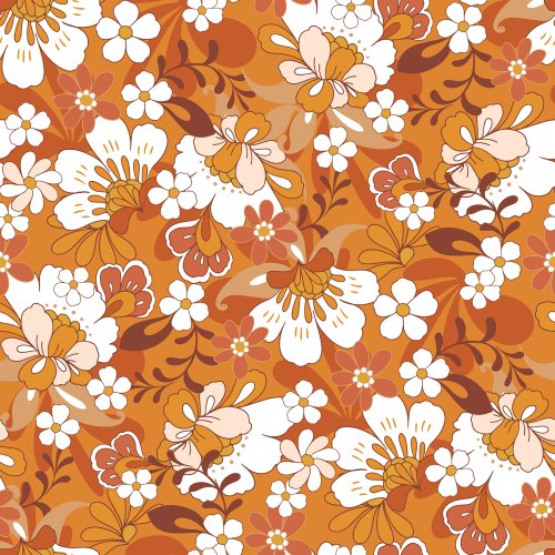 Fall Butterflies and Blooms Retro Florals