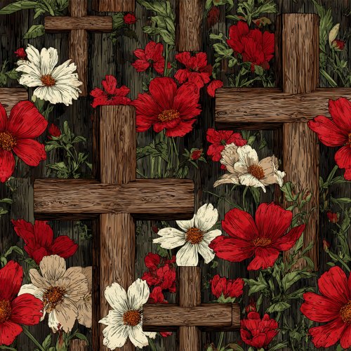 christmas floral with crosses