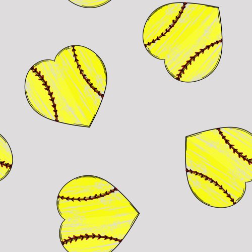 heart shaped softballs on gray background