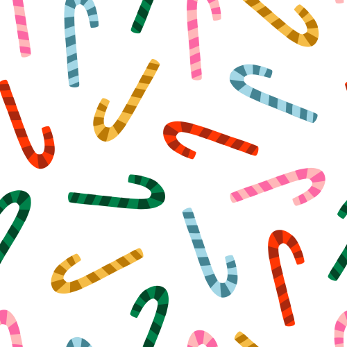 Cute Christmas Candy Canes tossed greed, red, white, pink, blue, yellow