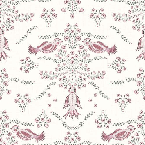 Little swallows flying around flowers with a textured background