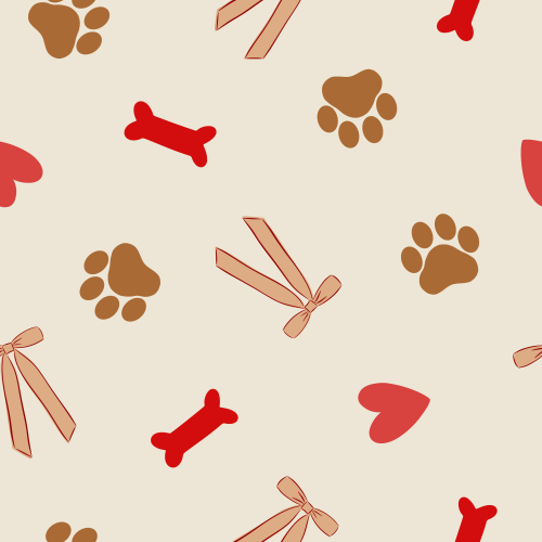 Coquette Dog Valentines paws, hearts, bows, bones