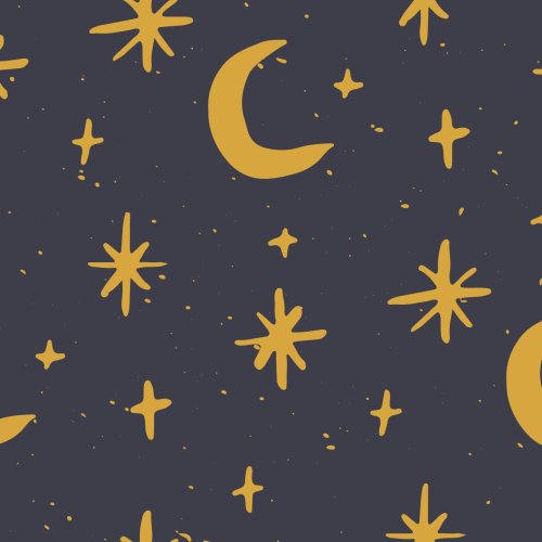 Hand drawn moon and stars