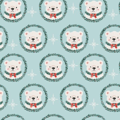 winter polar bears in christmas wreaths