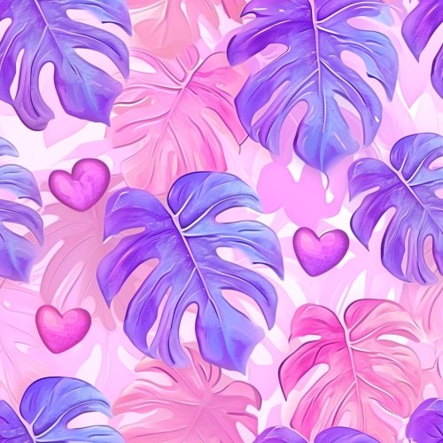 pink and purple tropical leaves