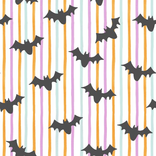 halloween bats and colorful stripes