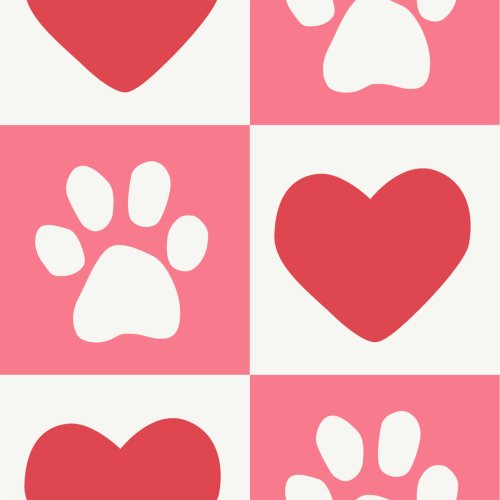 valentine checkerboard dog paw prints