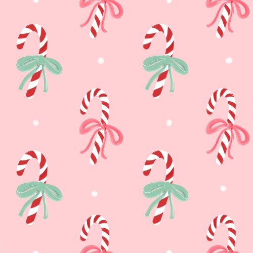 Painted red candy canes with bows on pink 