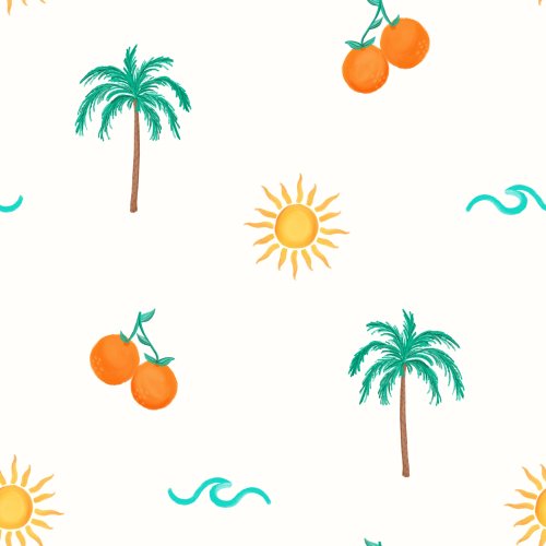palm trees and oranges