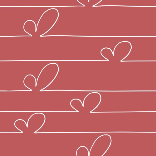 Valentine's Day fabric design with lines and heart outline shapes