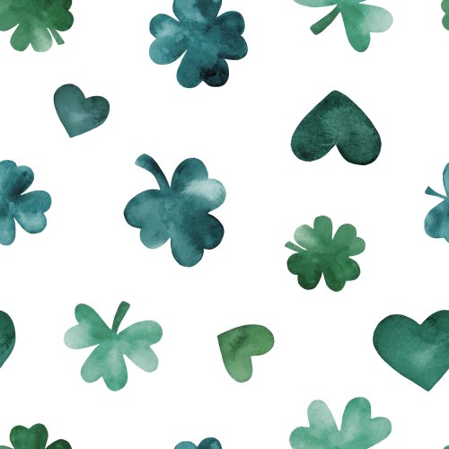 shamrock clover and heart watercolor st patricks day design