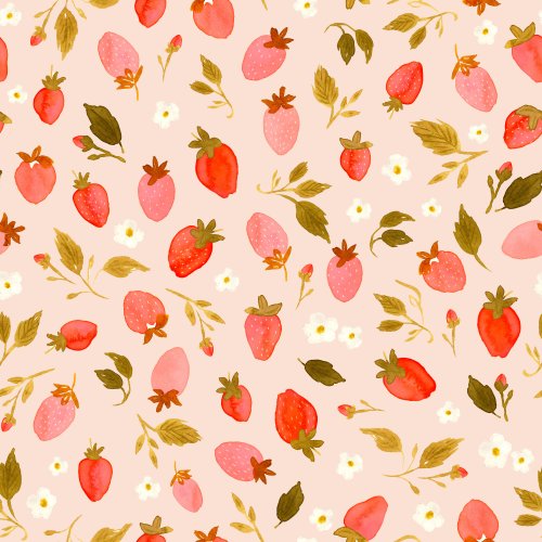 Sweet As Strawberries is a cute design for little girls apparel or kitchen and homeware by Deer Fiorella Design. 