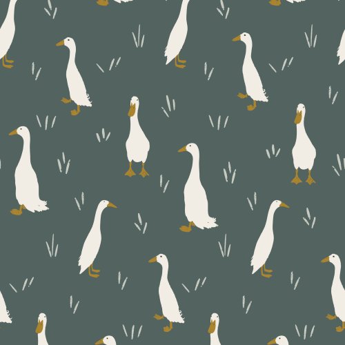 Cute white lucky ducks for spring in green, pink and sage green. 