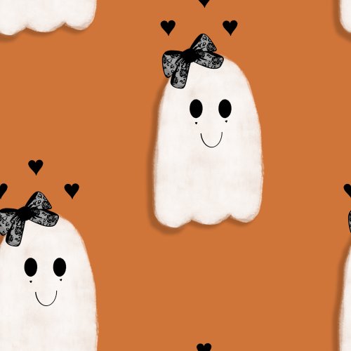 girly ghost on orange background