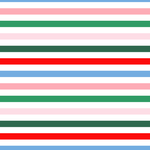 Red, pink, blue green stripe co ordinate to Colorful Christmas Baubles, Santa hats, Ho Ho Ho