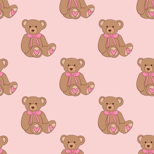 Cute Valentine's Day Teddy Bears with bows, hearts 