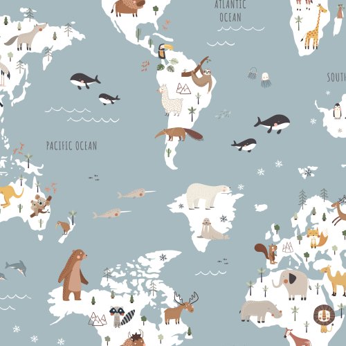 world map with animal design