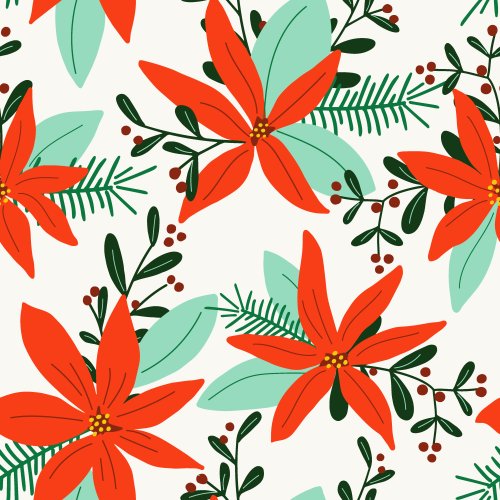 Christmas floral poinsettias in traditional Christmas colors