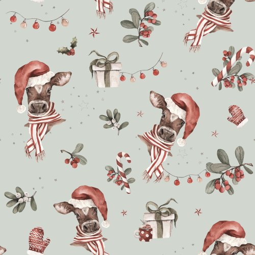 christmas cow with santa hat