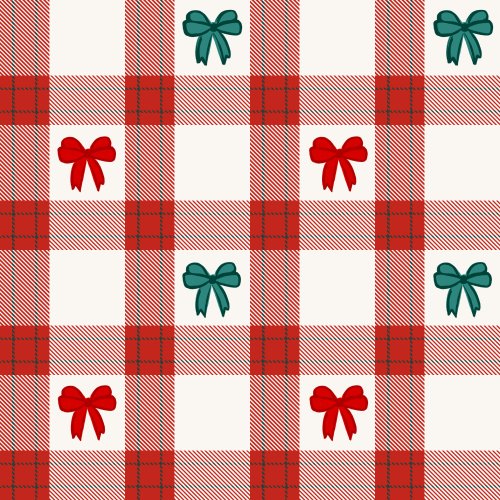 red and white christmas plaid with bows