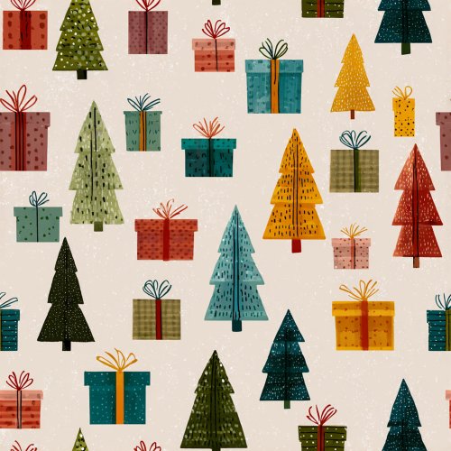 colorful Christmas presents and trees