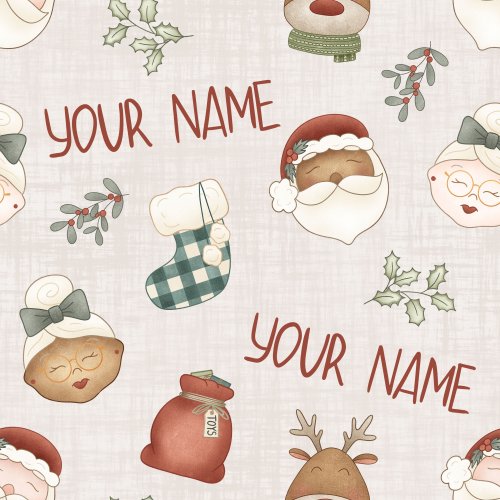 personalized christmas name fabric