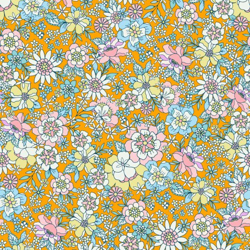 retro floral design on orange background