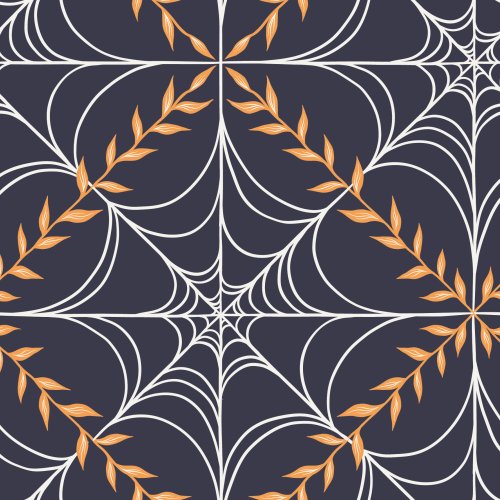 Botanical leaf trellis with cobweb in the middle