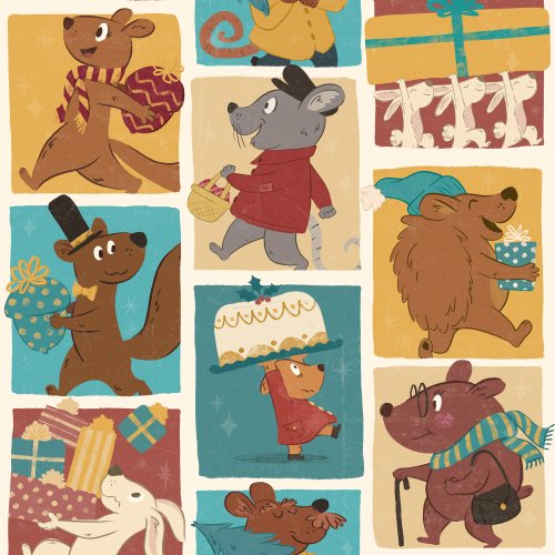 cartoon christmas animals