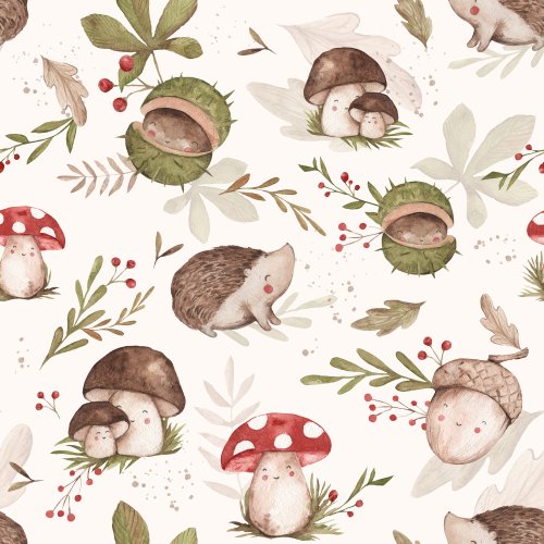 fall hedgehog mushrooms acorns