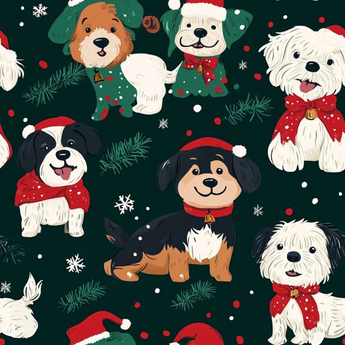 christmas dogs wearing santa hats