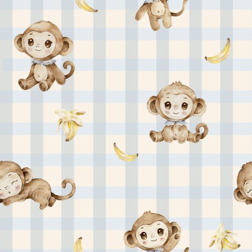 baby monkey on gingham background