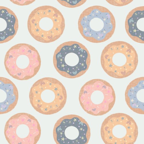 hand drawn donuts with majestic, unicorn inspired sprinkles in muted pastels