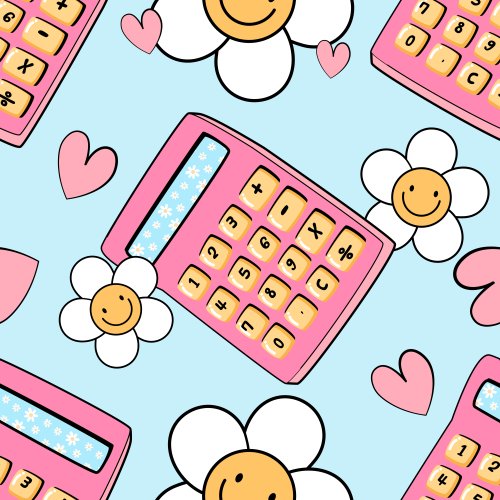 pink calculator and daisies