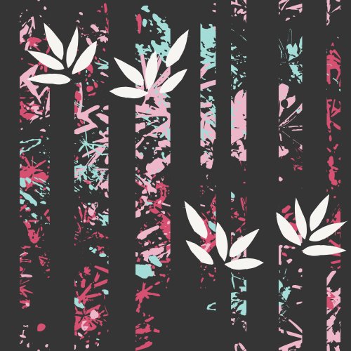 Inspired by a bamboo forest in Japan, stripes, abstract shapes and leaves in beautiful colors.