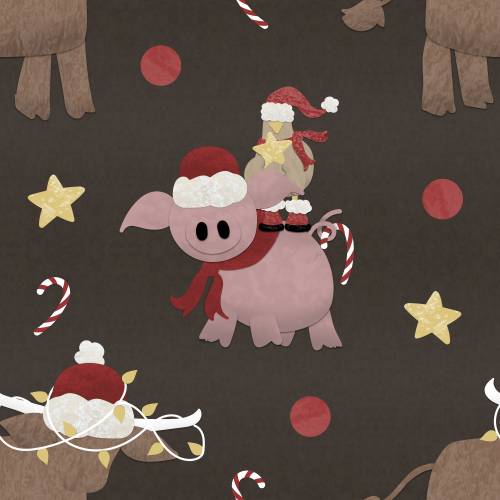 barnyard animals celebrating Christmas