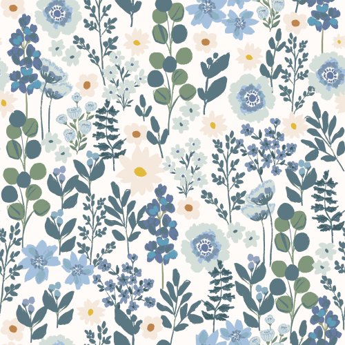 blue watercolor floral design