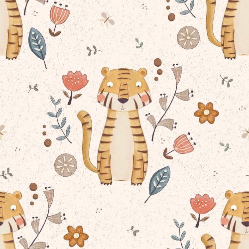 kids tiger floral design