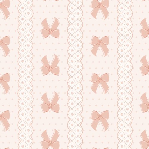 Delicate stripes of lace and bows with a soft polka dot background