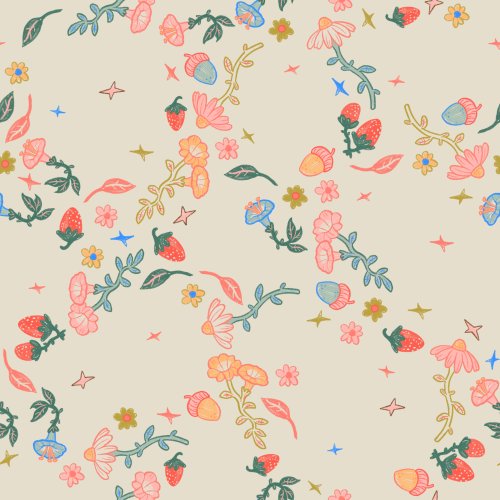 Swooping Floral by Tylee + Art. Available in 3 colorways. Pairs with Amy design in the Woodland Wonder collection.